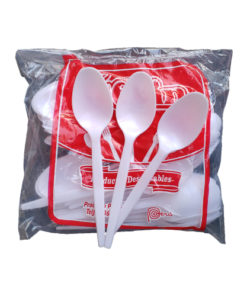 100 cucharas soperas bibo plastico blanco